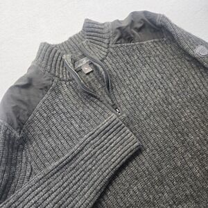 Eddie Bauer Sport Shop Mens XL Wool Blend Qtr Zip Ribbed Sweater Gray military